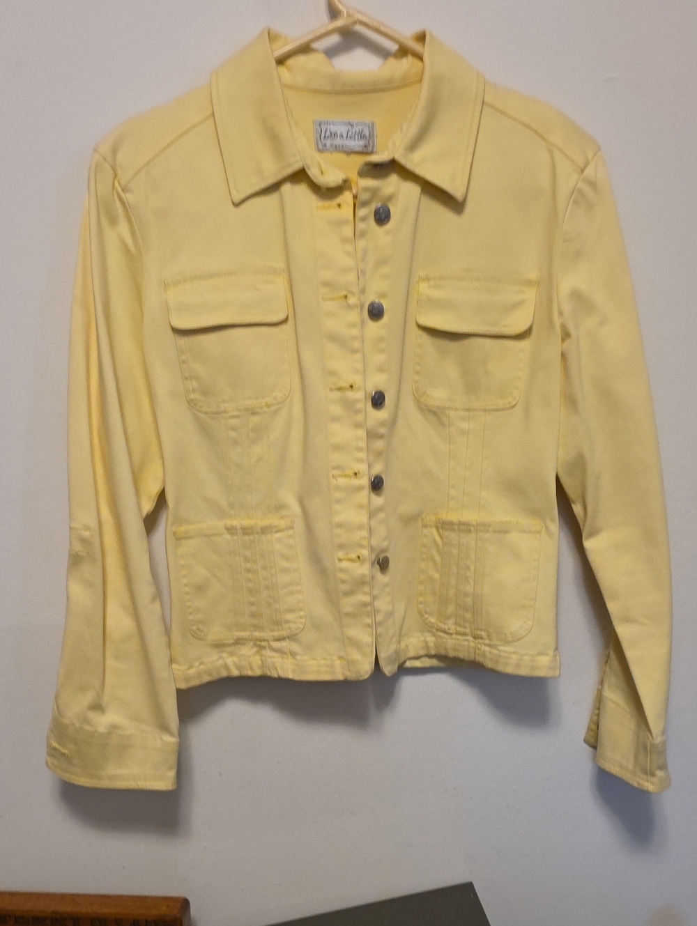 Live a Little Pale Yellow Button-Front Jean Jacket